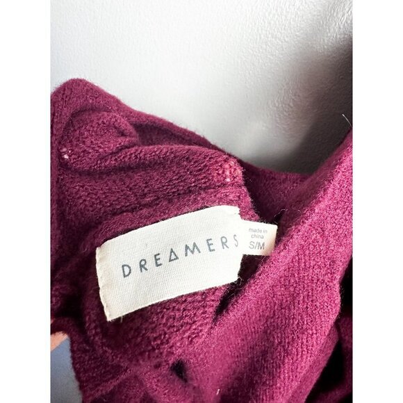 Dreamers Open Back Cut Out V Neck Sweater Dress Red S/M Womens Oversized - Picture 5 of 7